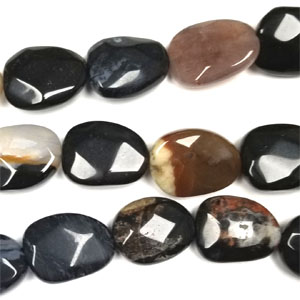 MULTI AGATE FACETED PEAR FREEFORM 16X20MM